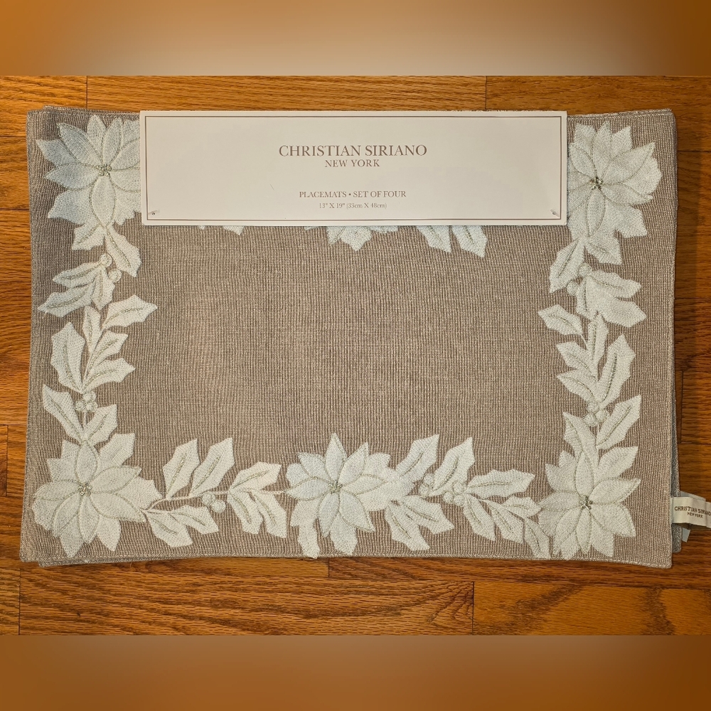 Christian Siriano Beige and White Placemats - Set of 4